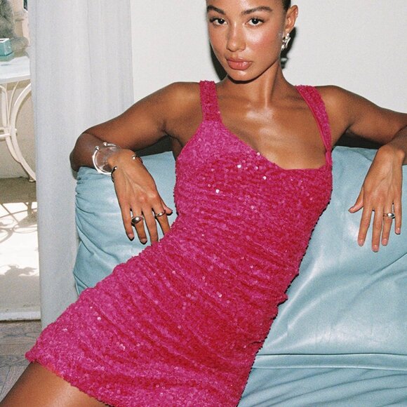 Princess Polly Centerfold Sequin Mini Dress- Pink - Picture 4 of 4